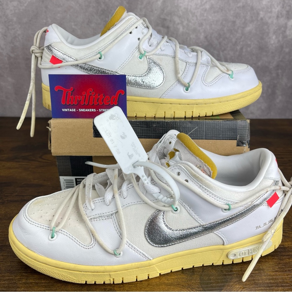 Nike Dunk Low x Off-White Lot 01 of 50 Size 9.5 DM1602-127 White Men’s Shoes OG